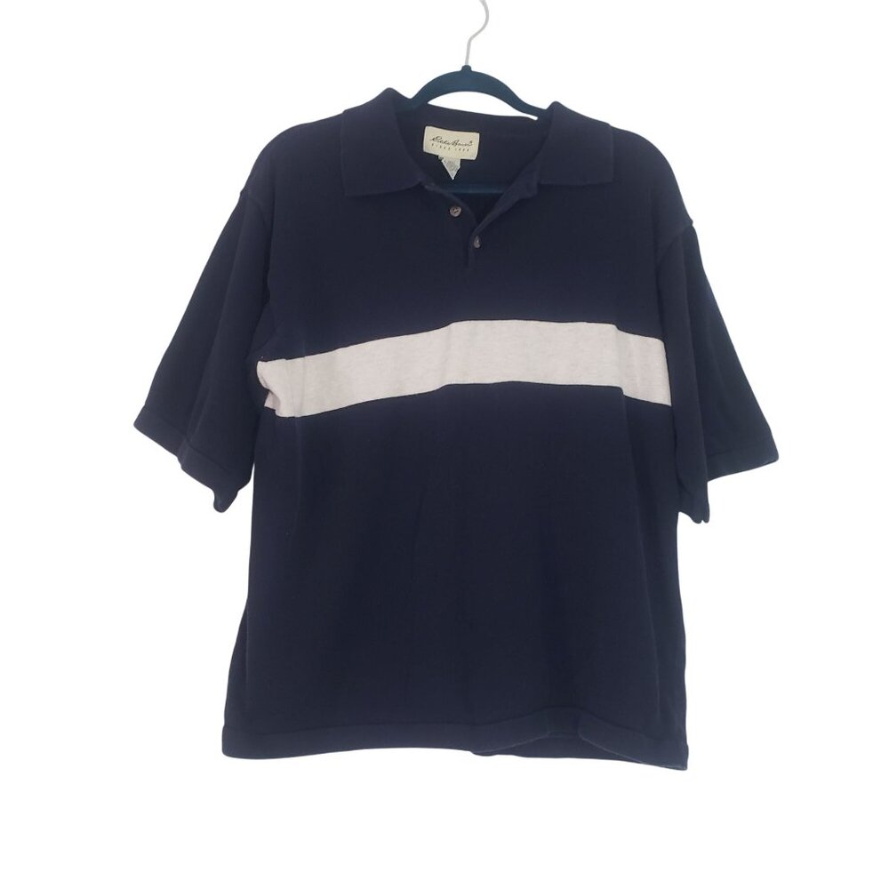 Vintage 90s Eddie Bauer Mens‎ Stripe Polo Shirt Size L Coastal Sporty Preppy